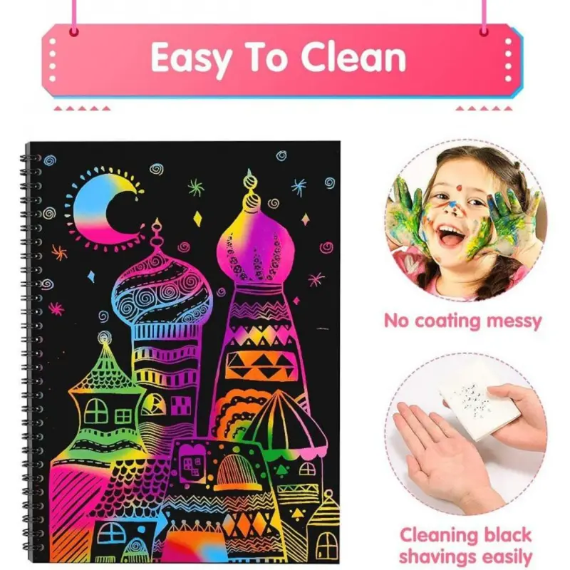Scratch Book, 1 Set Colorful Scratch Paper, DIY Drawing Book, Art Supplies for Birthday Party Holiday, Suitable for Boys and Girls 3