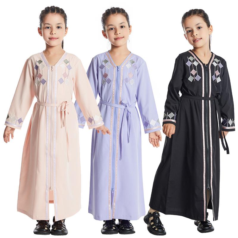 Product Introduction of Girls Kids Abaya Dress Clothing,Floral Printed Gown Children Robe 28