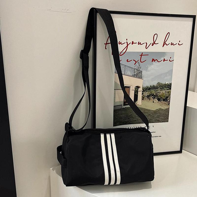 Product Introduction of Travel Fitness Shoulder Bag Nylon Contrast Color Messenger Bag Waterproof Large Capacity Casual Pillow Bag Commuter Fitness Bag 12