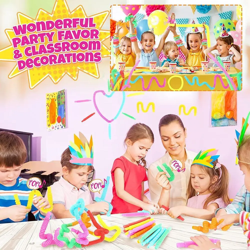 Pop Tube Sensory Toys For Children And Fidgets For Kids Stress Relief Toys S3E6 K0R4
