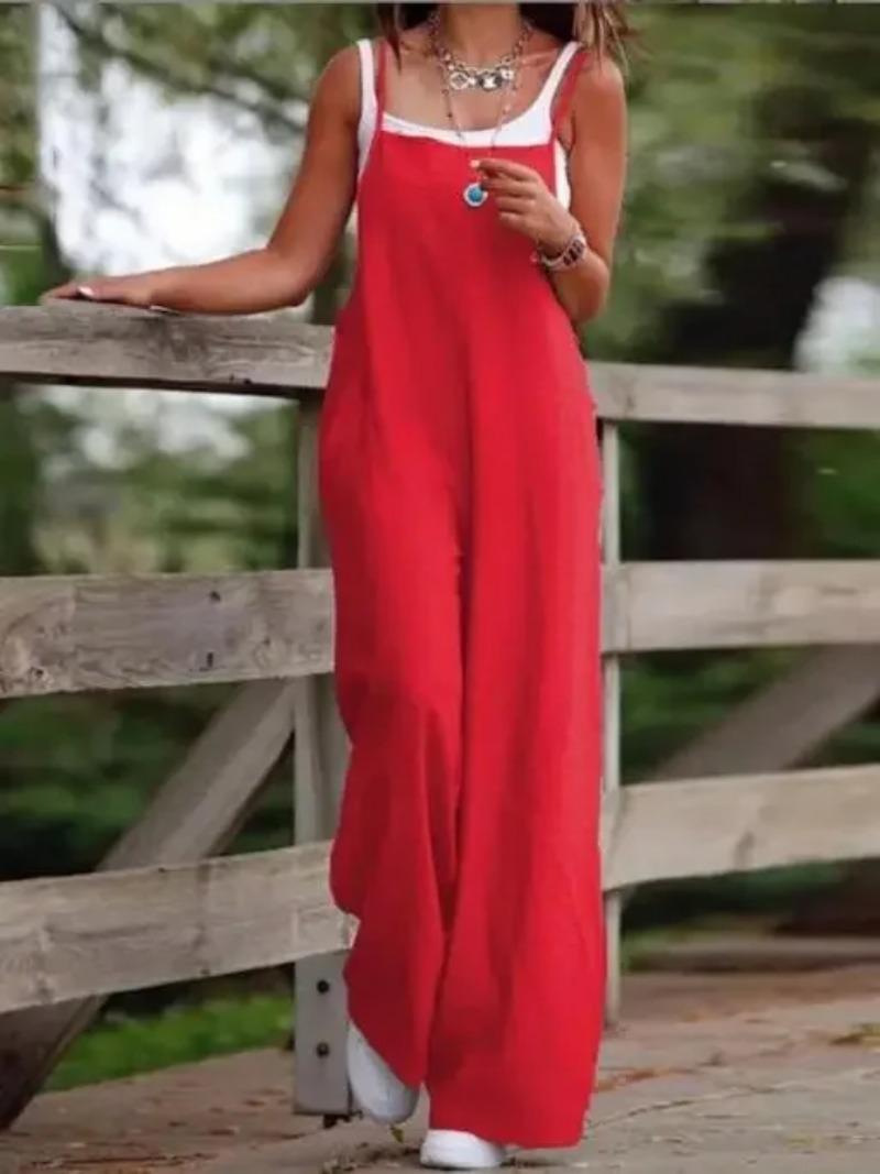 Product Introduction of Oversized S-5XL Women Loose Overalls Summer Fashion Female Sleeveless Wide Leg Pant Suits 4