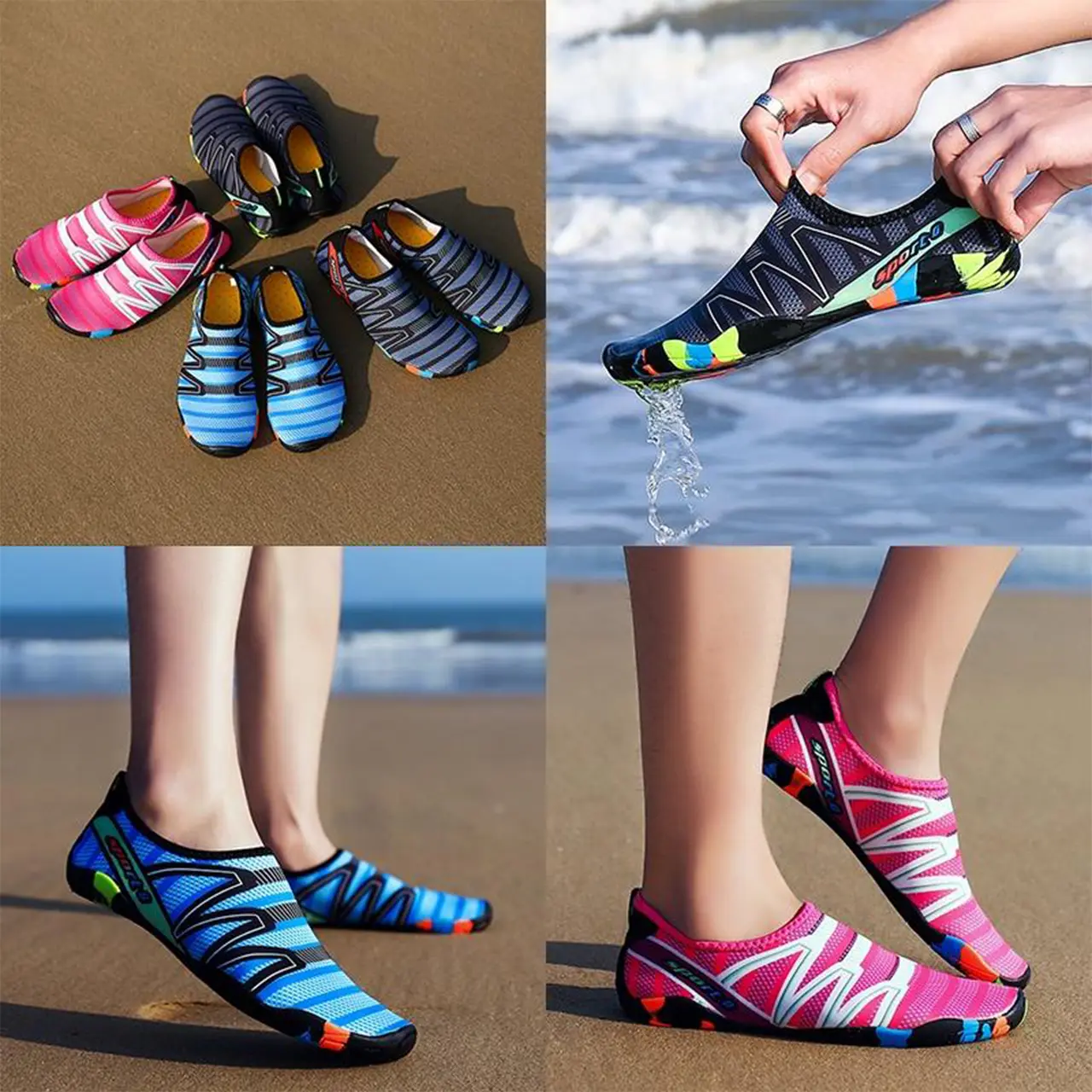 ใส่ได้ทั้งหญิงและชาย รองเท้าเดินชายหาด กันลื่น รองเท้าว่ายน้ำ รองเท้าเดินทะเล แห้งไว ดำน้ำรองเท้า Sport กีฬา ออกกำลังกาย