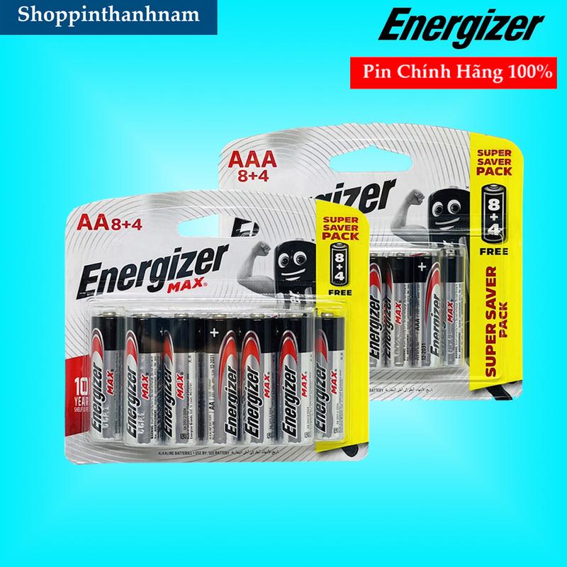 Vỉ 12 Viên Pin AA / Pin AAA Energizer Siêu Bền , Siêu Tiết Kiệm
