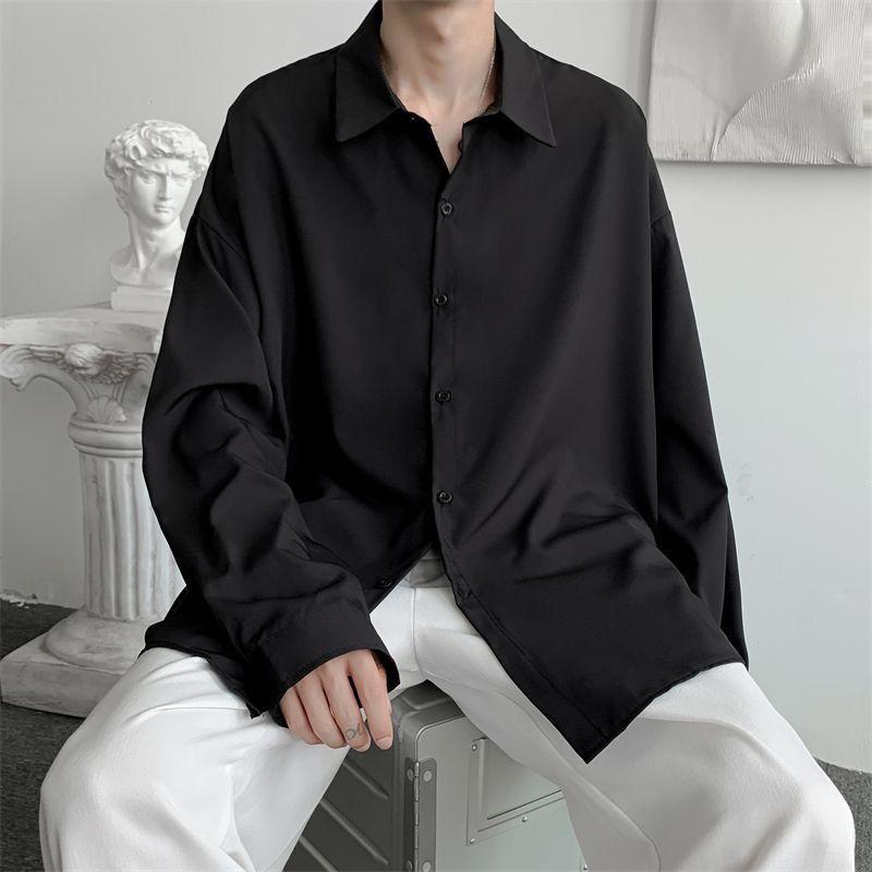 Áo Sơ Mi Trắng Đồng Phục DK, Phong Cách Preppy, Dành Cho Nam Giới, Tay Áo Dài, Phong Cách Hồng Kông, Dáng Rộng Rãi Và Thường Ngày, Phong Cách Hàn Quốc, Hợp Xu hướng, Dễ Phối Đồ, Áo Khoác 5