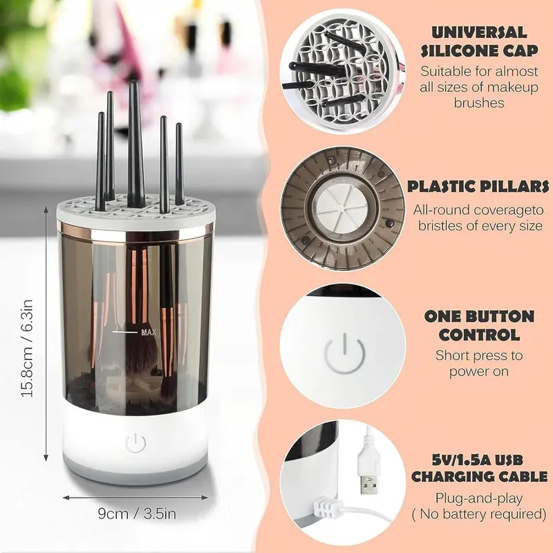 Portable Electric Makeup Brush Cleaner, Automatic USB Charging Brush Cleaner, Professional Makeup Tools for Women 1