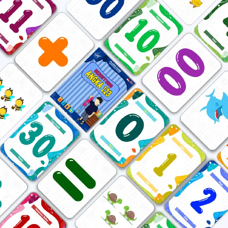 Flashcard Belajar Berhitung Angka mainan Edukasi Anak 0