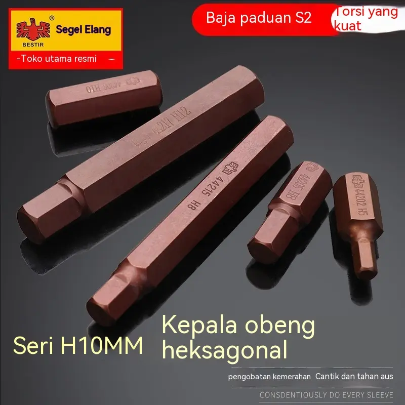 BESTIR Kepala Obeng Heksagonal Kepala Obeng 10Mm Ujung Gesper Soket H10 Kunci Cepat 6 Sudut Alat Obeng 0