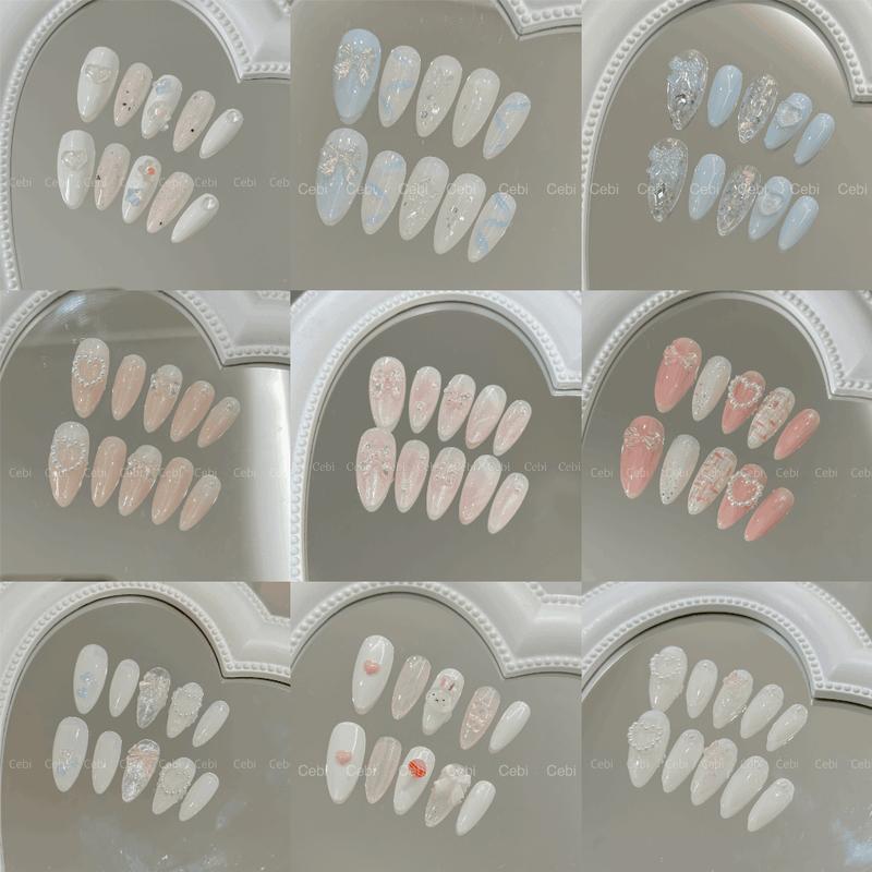 Mẫu nailbox thiết kế C231 chụp kỉ yếu màu sắc dễ thương đính charm trái tim