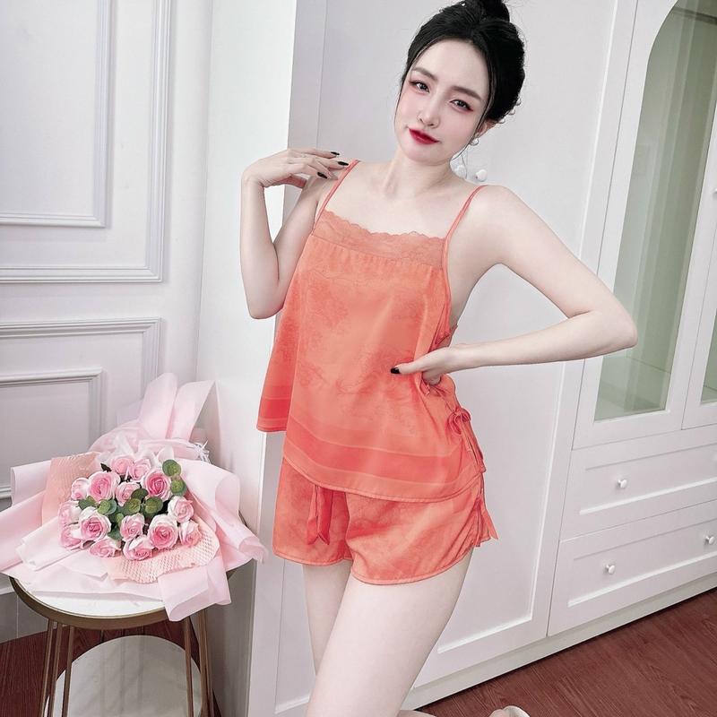 Đồ bộ 2 dây cột nơ eo sexy thiết kế ren ngực, freesize 40-60kg 4