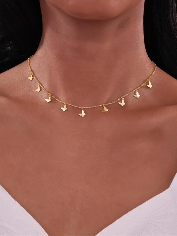 S925 Sterling Silver Butterfly Detail Necklace for Women, Fashion Jewelry for Party, Daily Clothing Decor, Trendy All-match & Exquisite Jewelry for Birthday Gift 2