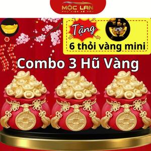 ComBo 3 Hũ Đựng Muối, Gạo Tài Lộc, Hũ Thần Tài Trang Trí Ban Thờ Hoặc Bàn Làm Việc Mang Đến Sự May Mắn