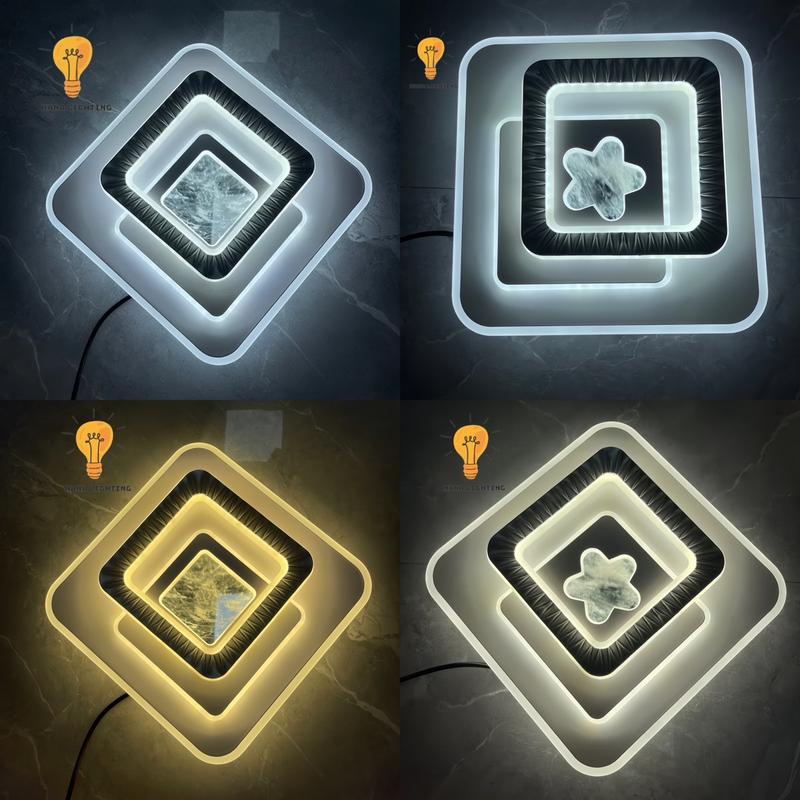 Đèn gắn tường trang trí hình thoi 3 chế độ ánh sáng , đèn Led decor phòng, trang trí phòng khách, cầu thang, phòng ngủ kt 30x30