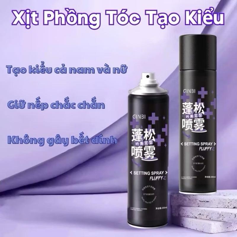 Gôm xịt tóc mềm giữ nếp tạo phồng tóc GINBI 200ml keo xịt tạo phồng giữ nếp mềm tóc và bồng bềnh tự nhiên