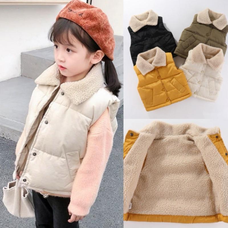 [Hoa Song Vân] Áo Khoác Gile Phao Lót Lông Cừu cho bé gái 2024