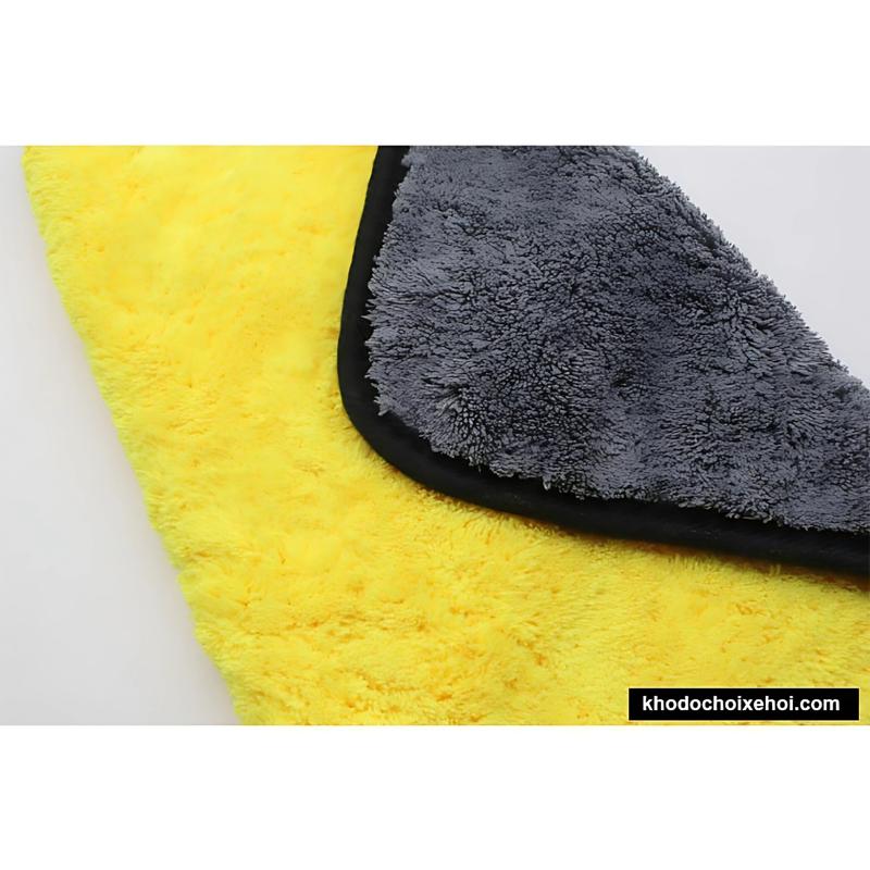 Khăn lau đa năng microfiber 2 mặt vàng - xám siêu thấm cực dày không đổ lông chuyên dụng cho Ô Tô. 9