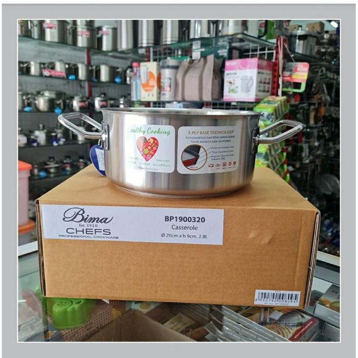 Gambar BP1900320 Panci Casserole D20xH9cm Bima Chefs, SUS 304, Body Only dari violaviola Kota Surabaya Tokopedia