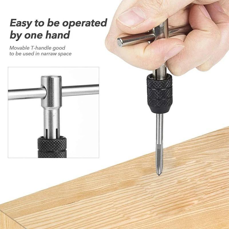 Portable T Tap Wrench Set (6 Counts/set), Tap Drill Tapping Threading Tool, Screwdriver Hand Tool 4
