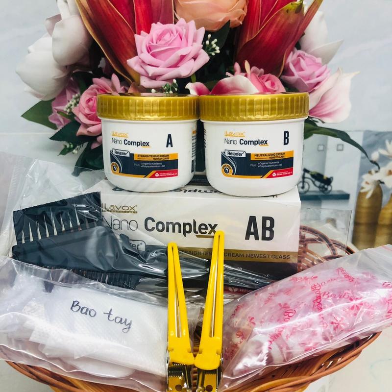 Combo duỗi thẳng tóc kèm bộ dụng cụ Thuốc duỗi tóc siêu dưỡng Nano Complex 150mlx2 + Dụng cụ duỗi tóc tại nhà