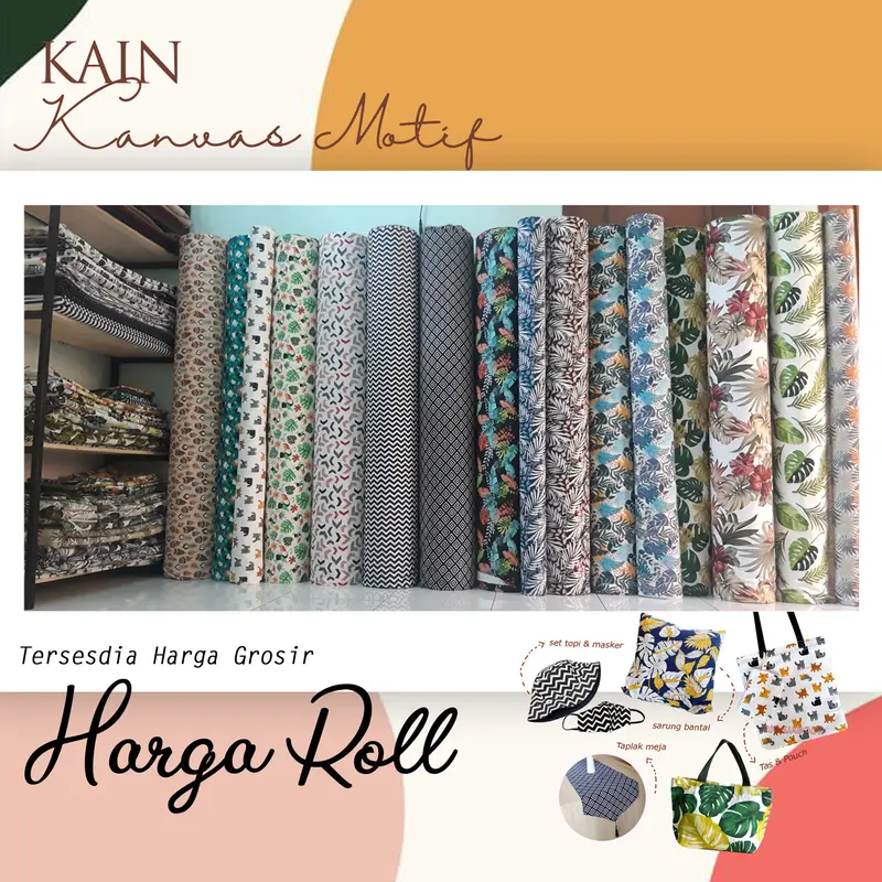 Kain Kanvas Motif Size 100cm x 50cm Bermotif Karakter 3