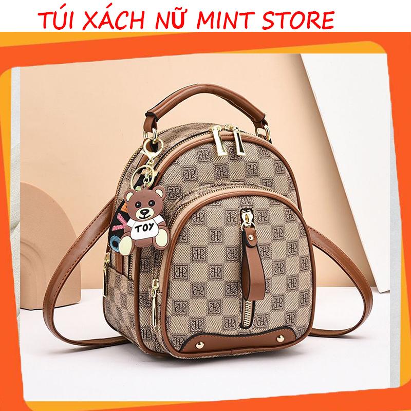 Balo Mini Thời Trang Nữ Đẹp Vân Ô Vuông Cao Cấp 1 Dây Đeo Chéo Đeo Vai Kết Hợp Backpack 757 (KHÔNG KÈM MÓC)