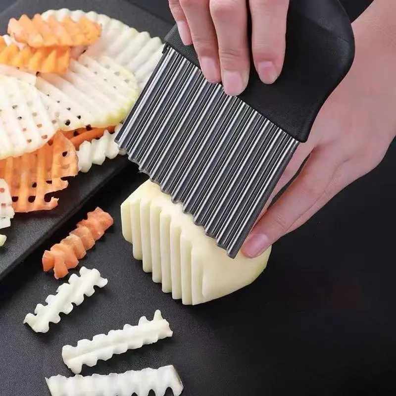 Stainless Steel Potato Chip Slicer Wave Knife Potato Slicer Household Kitchen Multifunctional Vegetable Cutter Kitchen Tools