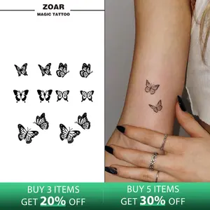 Zoartattoo M-016 stiker tato sementara  【Sedikit kupu】Tahan lama Tattoo menempel dekorasi seni untuk pria dan wanita