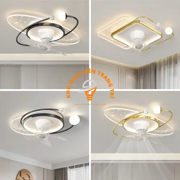 Quạt Trần, Quạt Đèn Ốp 3 Chế Độ Sáng, 6 Cấp Độ Gió Thiết Kế Hiện Đại Phòng Ngủ (Bảo Hành 2 năm)