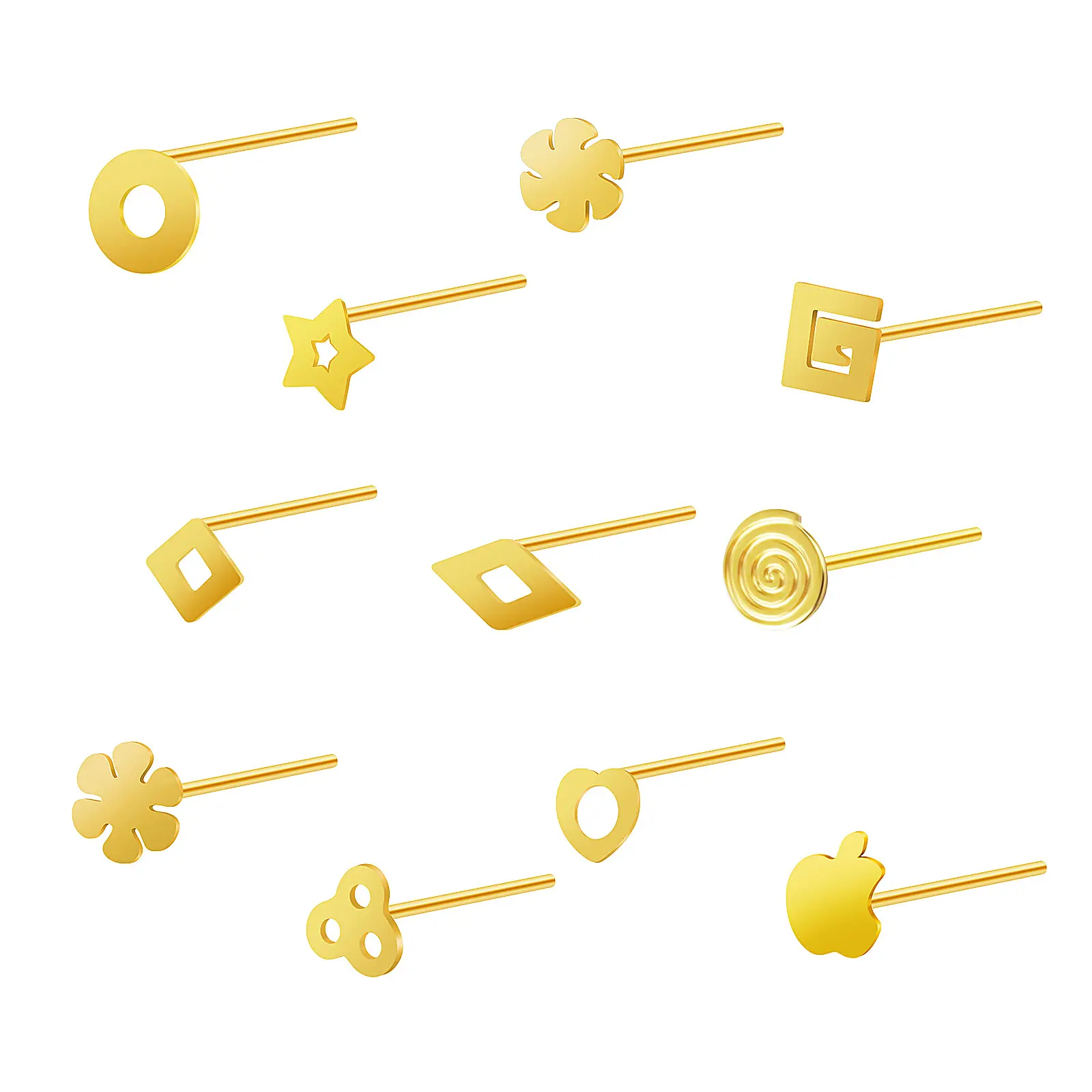 Nose Staple Nose Ring Stainless Steel Gold Letter Nose Jewelry Piercing Jewelry