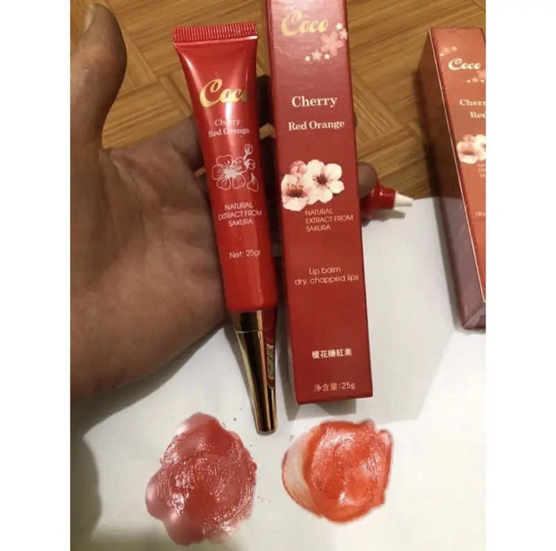Dưỡng môi hoa anh đào nhật bản kích màu môi sau bong màu đậm và chuẩn tuýp 25g Sáp dưỡng môi Son Nữ 3