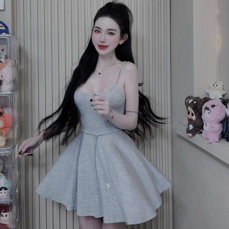 D73 - Đầm Xòe 2s Rất Ngắn Có Lót Quần Dây Rút Nữ Women