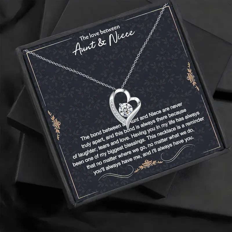 Pendant Gift Box Set, 1 Count Heart Shaped Pendant Necklace with Box, Stainless Steel Love Necklace for Aunt & Niece, Gift for Mother's Day, Birthday, Festival, Best Friend Gifts 3
