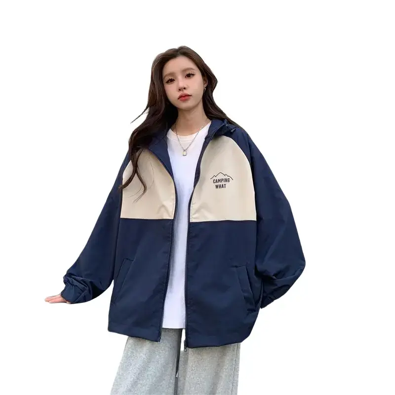 Áo khoác gió  Nữ  2  lớp học sinh fom rộng  kiểu giáng UNISEX phối thân 2 màu siêu xinh Top Women Jacket Ong 0