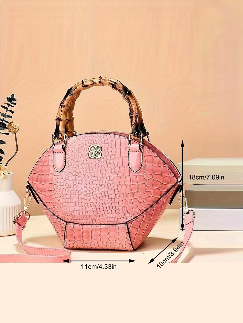 Product Introduction of Fashionable crocodile pattern decor Handbag, Elegant Pu Leather Zipper Shoulder Bag for Women, Casual Trendy Versatile Daily Commuting Bag, Girl Fashionable Shopping Bag 3