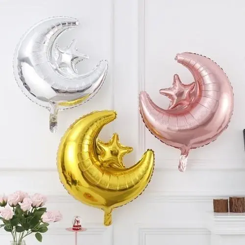 Bulan Bintang Merdeka Raya TEma Big Moon Bulan Bintang Helium Foil Balloons Wedding Birthday Party Decoration