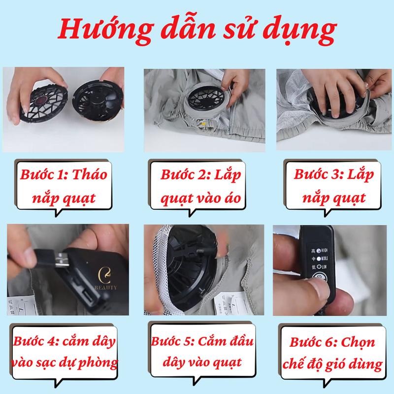 Bộ pin, áo điều hòa Nhật Bản pin 80000 mah Áo Điều Hòa Công suất lớn Nam Và Nữ, Gắn Quạt Cao Cấp ,Siêu Chống Nóng Chắn Tia UV 9