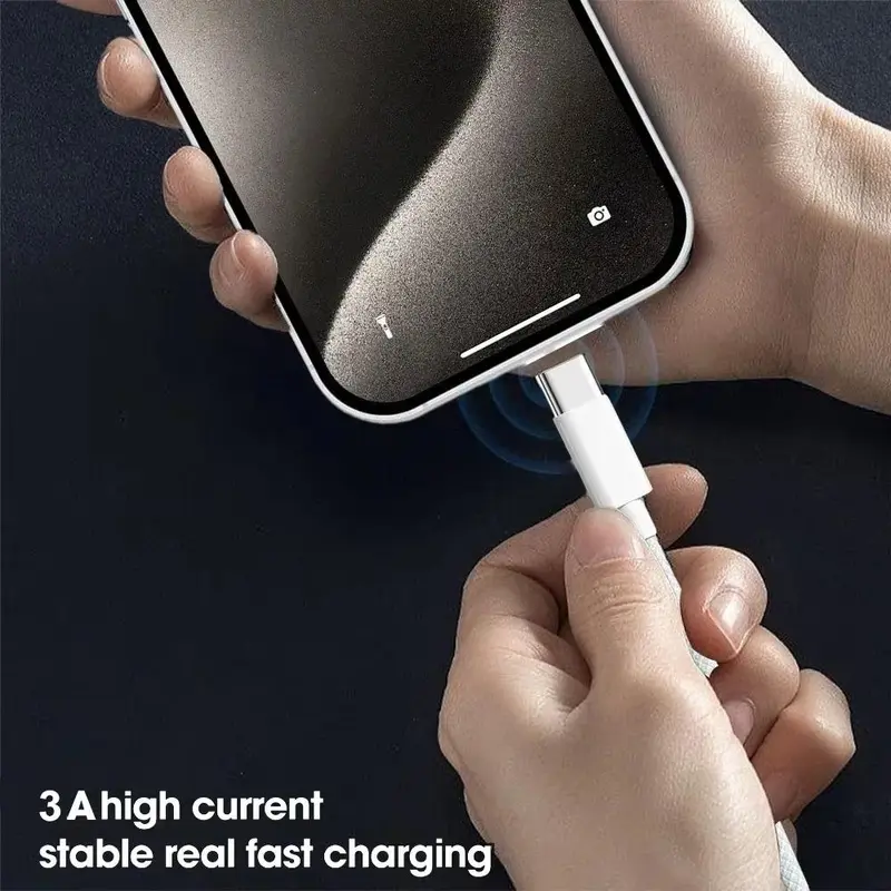 USB A to USB Type C Charger Cable, 3A Fast Charging Cable, Compatible with iPhone 16/15 Series, Samsung S24/S23 S22/Note 20/10, Pixel, Moto, Car Play 3
