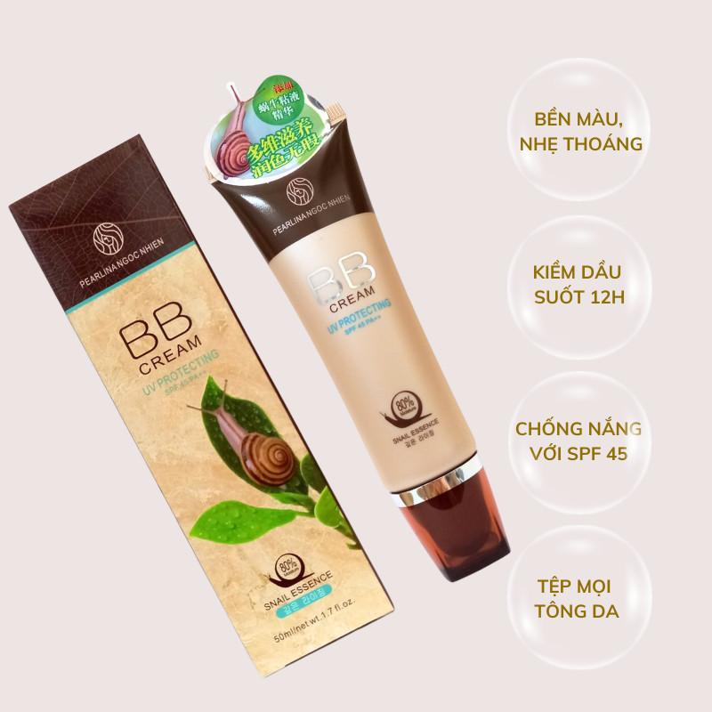 Kem nền Snail Essence BB Cream UV Protecting SPF 45 PA ++ Độ phủ cao Kiểm soát dầu Kiểm soát dầu Bền Cosmetic Nữ Mỹ Phẩm Women Trang Điểm