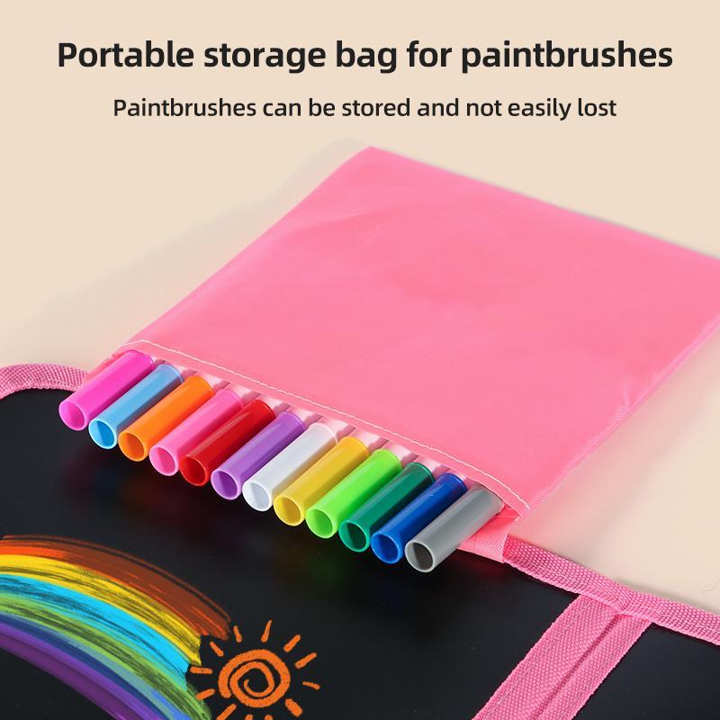 Foldable Drawing Board, 1 Set Doodle Board with 12pcs Markers, Educational Toy for Kids, Portable Drawing Board for Indoor & Outdoor 6