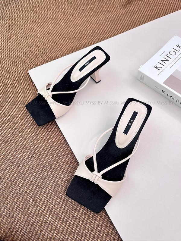 MYSS - Giày guốc nữ quai ngang thắt nơ 6cm cao cấp - SU214 Shoes DéP 8