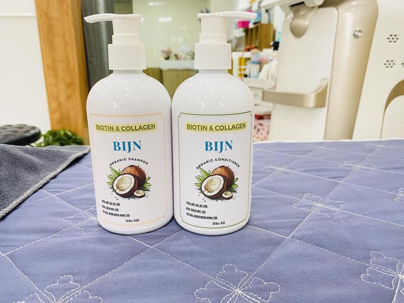 Dầu gội & xả Bijn dầu dừa vỏ bưởi giảm gàu, ngứa  phục hồi , hỗ trợ mọc tóc Dưỡng Tóc 5