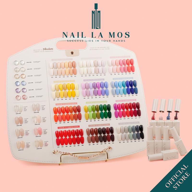 Set sơn gel Kaise chính hãng 98 màu nail - Sơn móng tay cao cấp mix gel thạch nhũ kim tuyến kèm bảng màu cặp base top