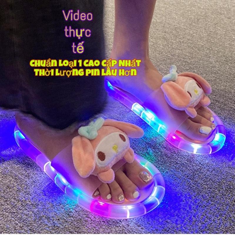 (Video Thật)Dép Phát Sáng Đèn Nháy Gắn Hình Thỏ Siêu Cute Cao Cấp Mẫu Mới 2024,Dép Sáng Đèn Nhấp Nháy cute,Dép Đi bar Slipper DéP Nhung DéP Có Quai Jean
