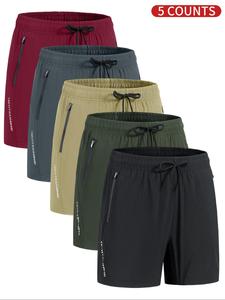 Men's Letter Print Zipper Pocket Shorts, Regular Fit Casual Breathable Quick Drying Shorts for Summer, Gym Clothes, Men's Bottoms for Daily Wear