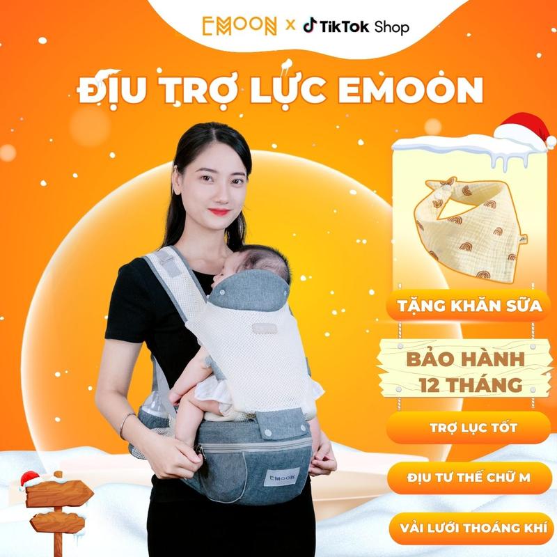 [TẶNG KHĂN SỮA] Địu Ngồi Trợ Lực EMOON, Có 9 Tư Thế Gọn Nhẹ Cho Bé Sơ Sinh Từ 0-3 Tuổi, Bề Mặt Vải Mềm Mại, Cao Cấp, Địu Cõng Em Bé địu trợ lực Emoon