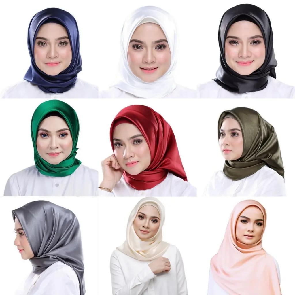 90cm/35inch Pure Color Large Square tudung bawal Scarf hijab Solid color Muslim Fashion