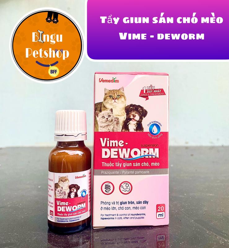 Thuốc dạng nước tẩy giun cho chó mèo Vime - deworm dành cho chó con chó trưởng thành chai 20ml