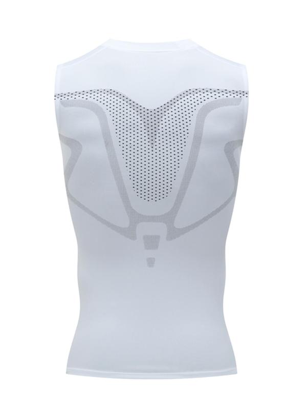 Men's Graphic Round Neck Sleeveless Shapewear Top, High Stretch Breathable Shaper Tank Top, Men Shapewear Top for Outdoor Daily Workout, Activewear 1