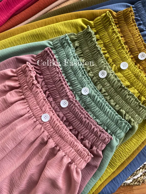CELIKA || RAISA Celana Kulot Wanita Airflow Krinkel Premium | Celana Kulot Raisa Button | Celana Kulot Polos Premium 7