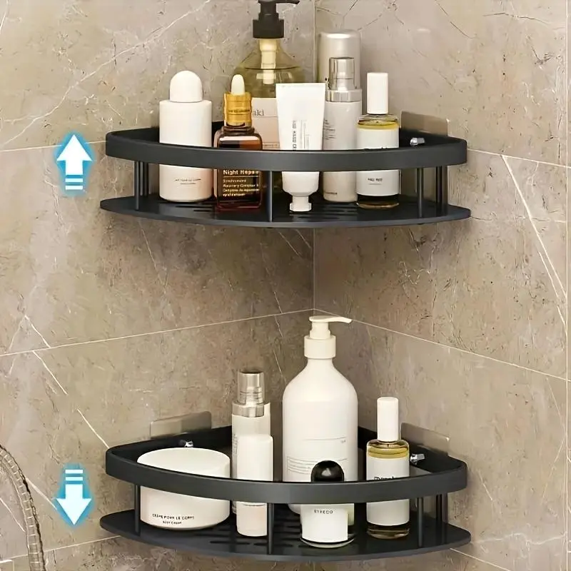 Wall Mounted Bathroom Storage Rack, 1 Count Space Saving Corner Storage Rack, Bathroom Storage Organizer, Home Organizer for Bathroom, Kitchen, Living Room 8