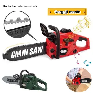 Mainan Gergaji Simulasi Listrik Anak-anak Hadiah Ulang Tahun Laki-laki Bahan ABS Aman Suara Realistis Usia 3-10 Tahun